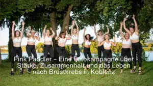 Pink Paddler Fotokampagne Koblenz – Frauen springen lachend in die Luft