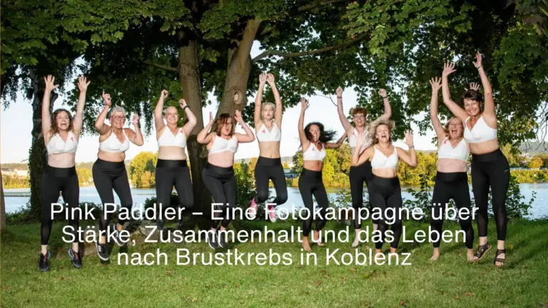 Pink Paddler Fotokampagne Koblenz – Frauen springen lachend in die Luft
