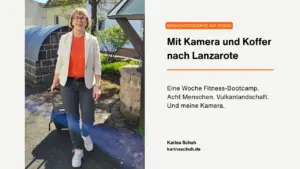 Karina Schuh, Markenfotografin aus Polch bei Koblenz, reisebereit mit Koffer auf dem Weg nach Lanzarote